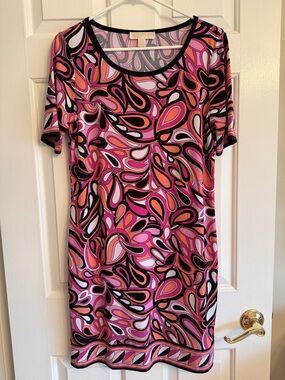 Michael Kors Pink, Gray & Black Abstract Dress